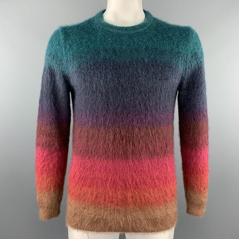 PAUL SMITH Size L Multi-Color Textured Mohair Blend Crew-Neck Sweater
