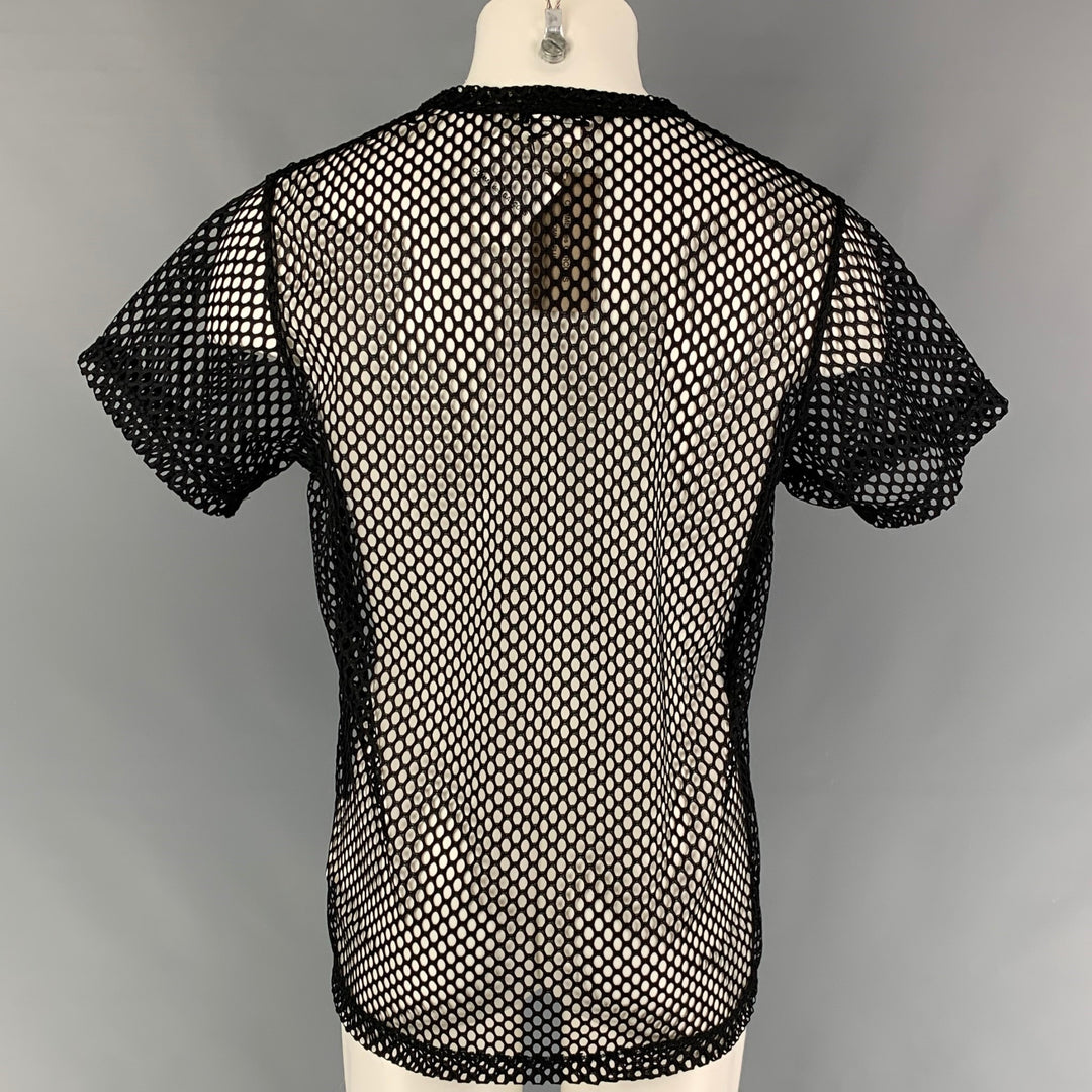 COMME des GARCONS HOMME PLUS Size L Black Mesh Polyester Crew-Neck 