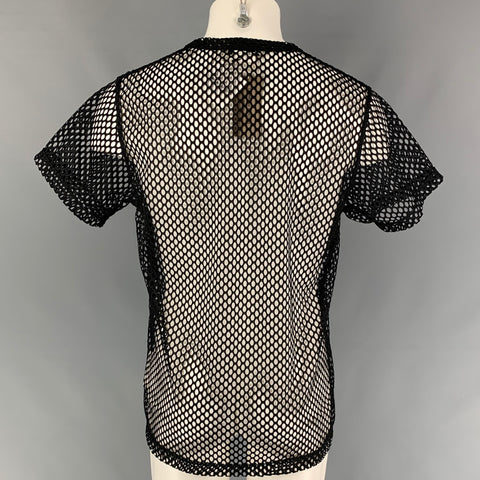 COMME des GARCONS HOMME PLUS Size L Black Mesh Polyester Crew-Neck T-shirt
