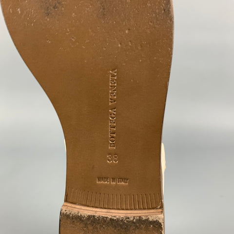 BOTTEGA VENETA Size 8 White & Taupe Leather Sandals
