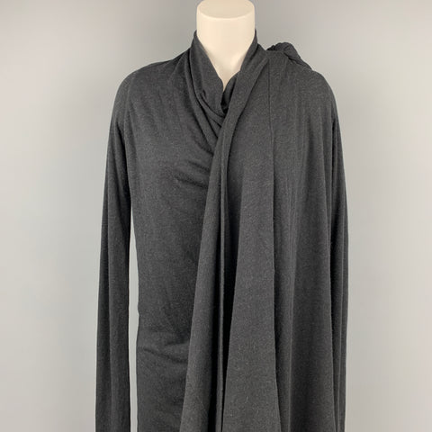 RICK OWENS Cárdigan drapeado de acetato color carbón, talla única, Lilies