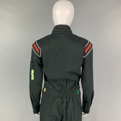 MARINE SERRE Size M Black White Cotton Long Sleeve Jumpsuit