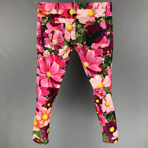 G-STAR Size 38 Multi-Color Floral Cotton Button Fly 3D Tapered Casual Pants