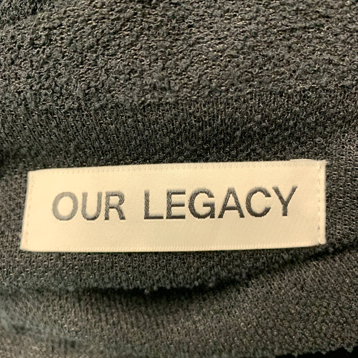 OUR LEGACY Size L Black Textured Polyester Cotton Camp Short Sleeve Shirt