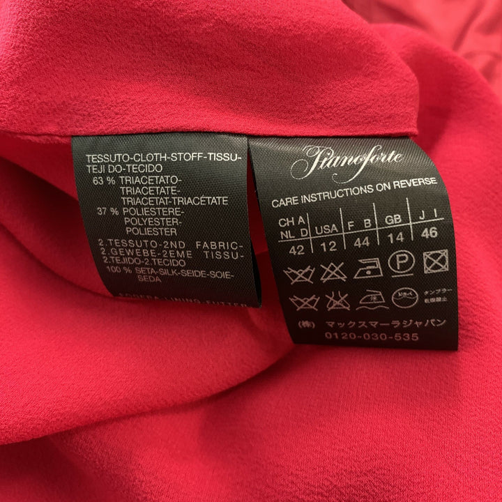 MAX MARA Size 12 Solid Red Triacetate Blend Dress