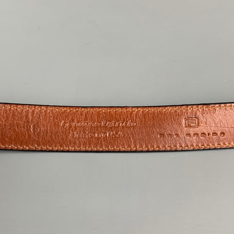PAT AREIAS Size 36 Brown Ostrich Sterling Silver Belt