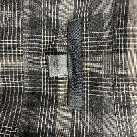JOHN VARVATOS Size S Grey Plaid Cotton Button Up Long Sleeve Shirt