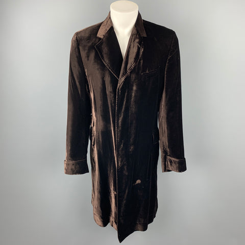 PAUL SMITH Size L Brown Velvet Notch Lapel Buttoned Coat