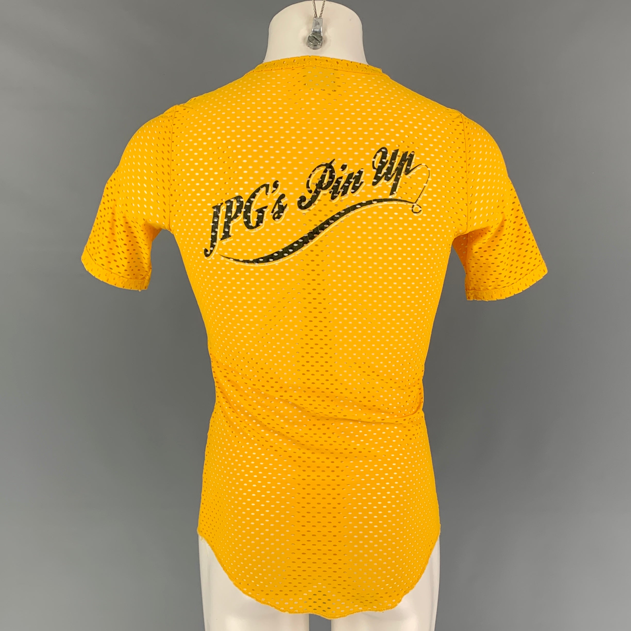 Vintage JEAN PAUL GAULTIER Size S Yellow Perforated Jersey