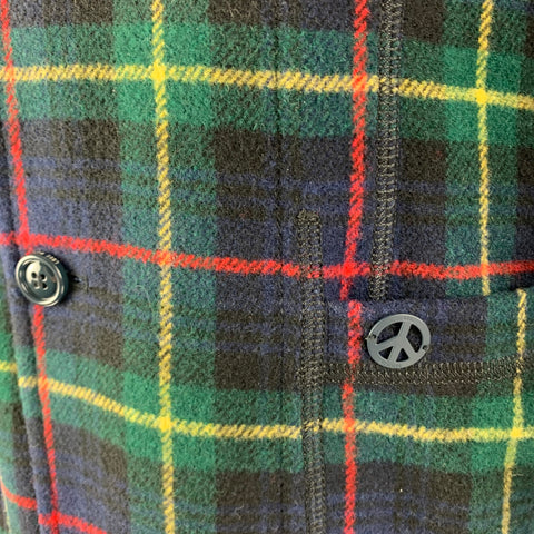 MOSCHINO Pecho 40 Talla 40 Chaqueta con solapa de muesca a cuadros verde azul marino