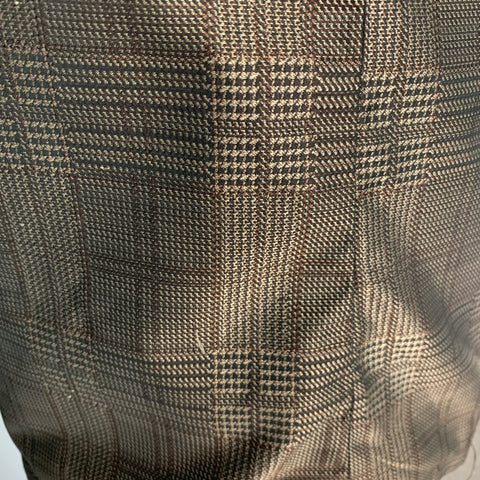 DRIES VAN NOTEN Size 42 Brown Taupe Glenplaid Polyester Coat