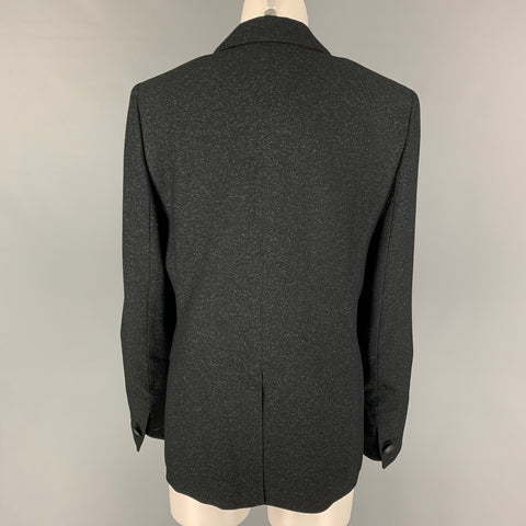 EMPORIO ARMANI Size 10 Black Blue Viscose Blend Jacket Blazer