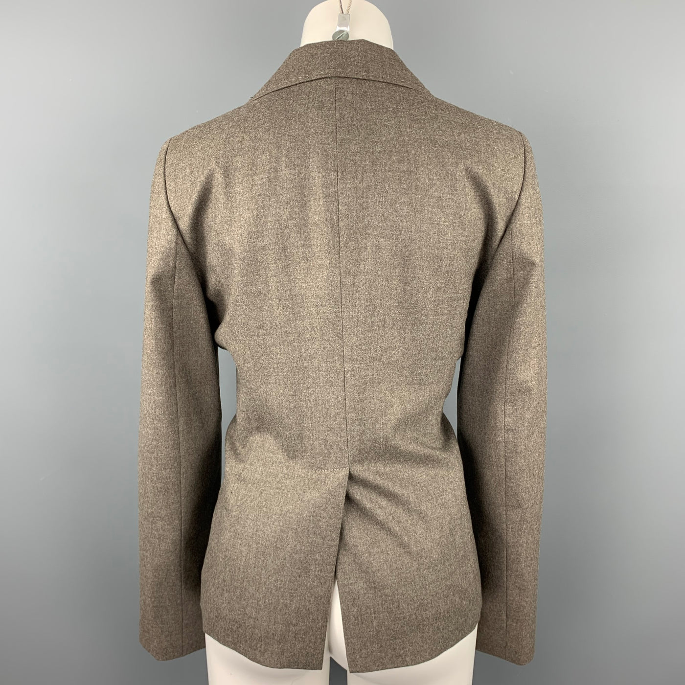 PIAZZA SEMPIONE Size L Taupe Wool Blend Notch Lapel Buttoned Blazer