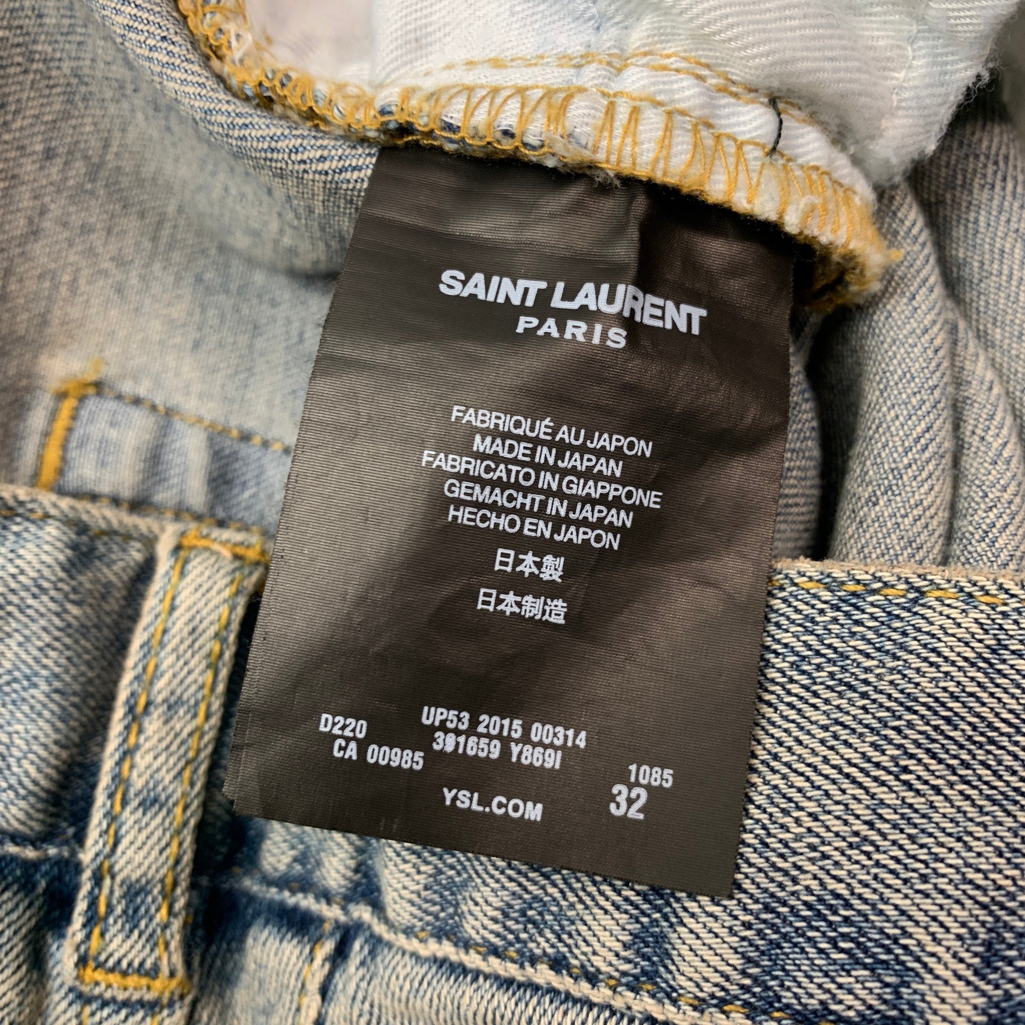 SAINT LAURENT Size 32 Light Blue Washed Denim Slim Jeans – Sui