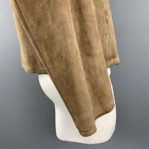 ARMANI COLLEZIONI Taille 42 Veste de moto zippée en daim uni marron