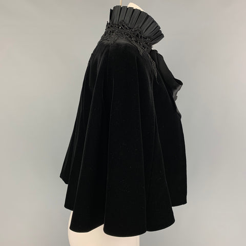 RALPH LAUREN Black Label Taille XS/S Cape à nœud perlé en soie et viscose noire