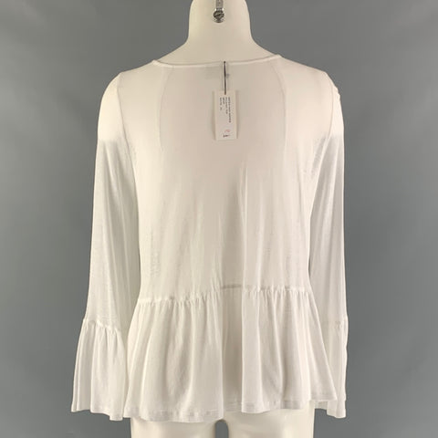 DRIES VAN NOTAN Talla XS Top casual extragrande de algodón blanco con volantes