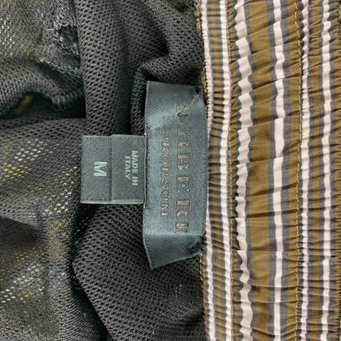 BURBERRY PRORSUM Spring 2013 Size M Olive & Brown Geometric Nylon Drawstring Swim Trunks
