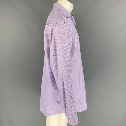 PAUL SMITH Size M Lavender & White Checkered Cotton Button Down Long Sleeve Shirt