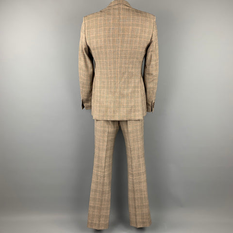 PENNESI 40 Costume à revers en pointe en laine mélangée Glenplaid marron régulier