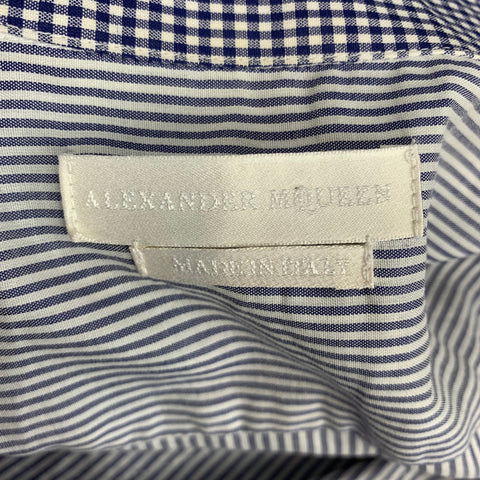 ALEXANDER MCQUEEN Size M Blue & White Cotton Checkered Button Up Long Sleeve Shirt