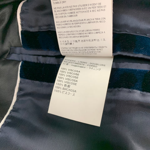 VERSACE COLLECTION Size 38 Navy & Black Animal Print Velvet Shaw Lapel Sport Coat