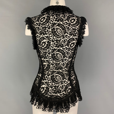 RALPH LAUREN Black Label Size M Black Lace Sleeveless Dress Top