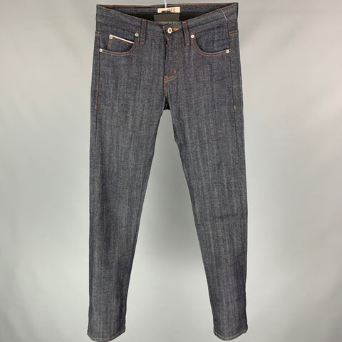 NAKED AND FAMOUS Super Skinny Guy Size 30 Dark Blue Cotton Straight Jeans
