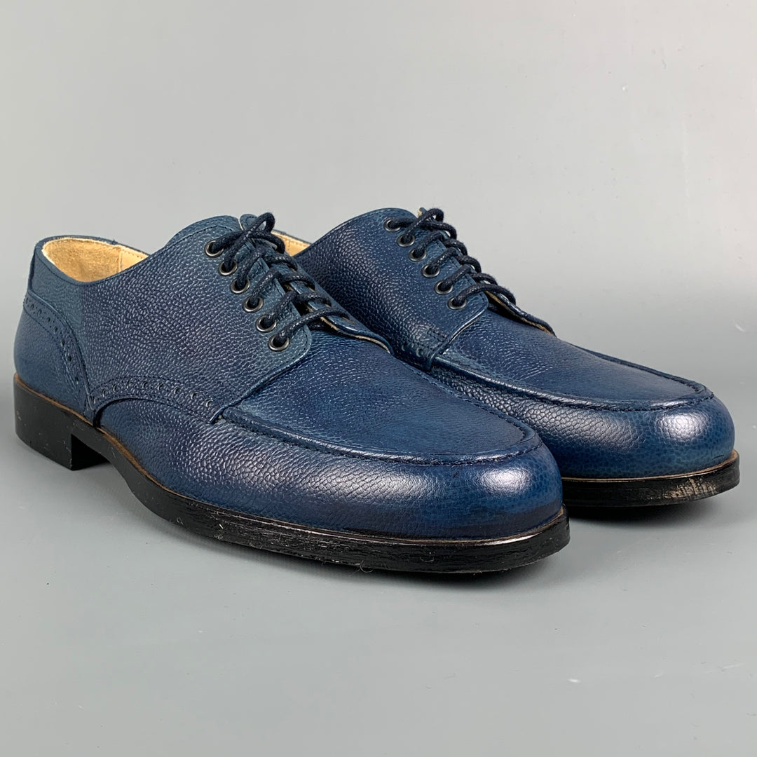 THE GENERIC MAN Size 10 Royal Blue Leather Lace Up Shoes