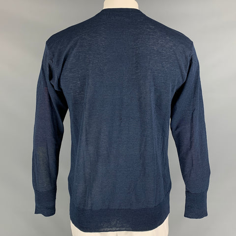 45rpm Size XL Indigo Knitted Cotton Buttoned Cardigan
