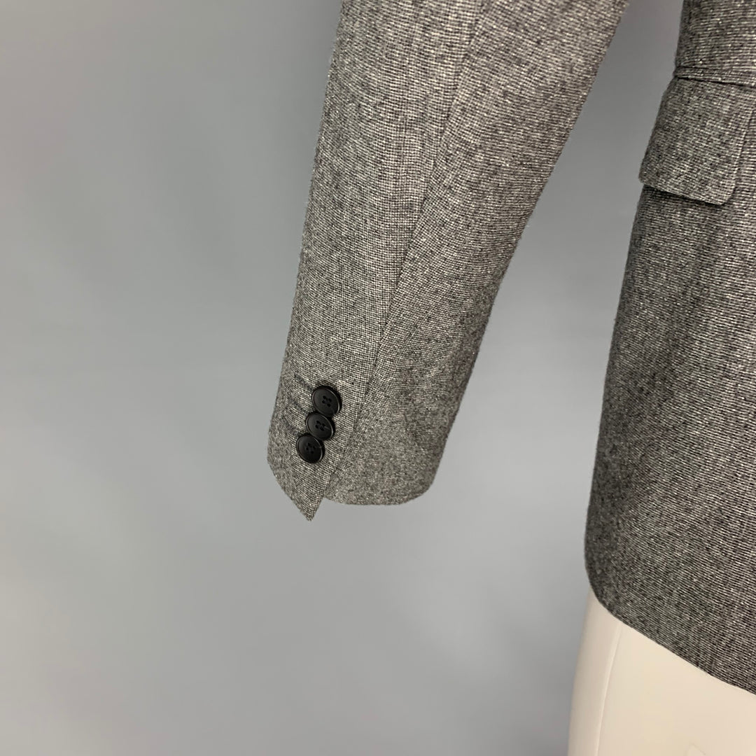 THEORY Size 38 Gray Grid Wool Silk Notch Lapel Sport Coat