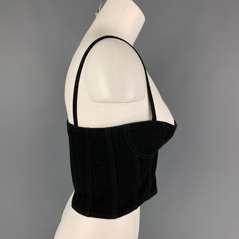 SAINT LAURENT Top casual con corsé de mezclilla negro talla 4