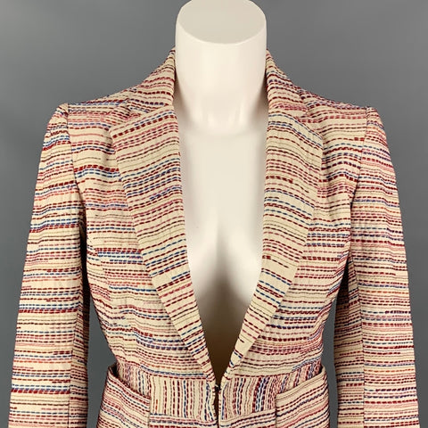 MAJE Size 0 White & Red Cotton Embroidered Jacket