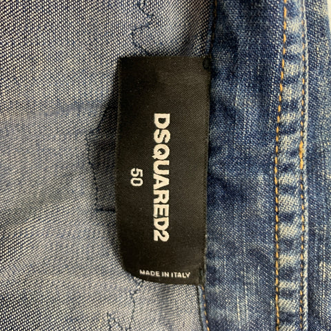 DSQUARED2 Size M Indigo Embroidery Denim Long Sleeve Shirt