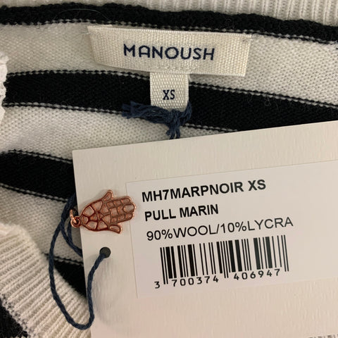 MANOUSH Taille XS Noir &amp; Blanc Laine / Élasthanne Stripe Short Seeleve Pull