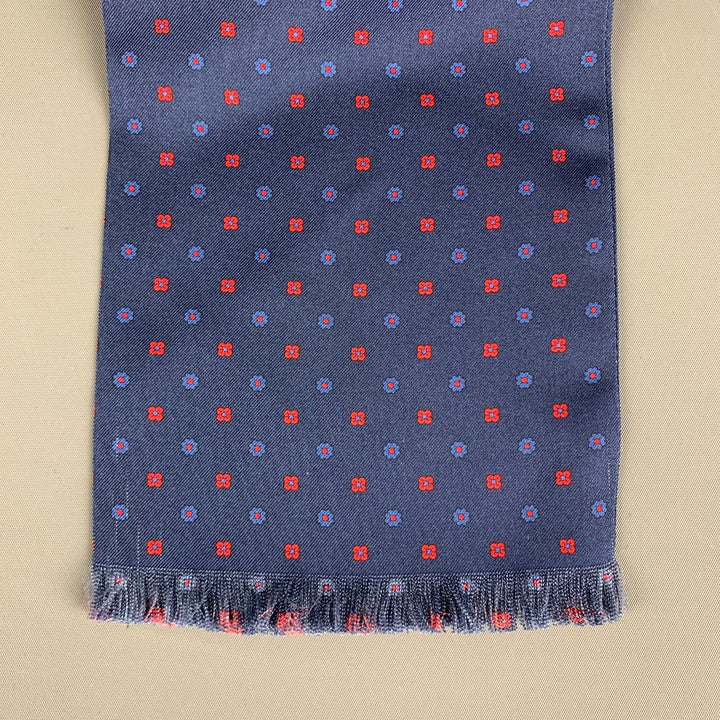 VINTAGE Navy Red Geometric Silk Scarves