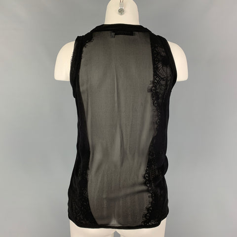 YVES SAINT LAURENT Size 4 Black Silk Camisole Dress Top