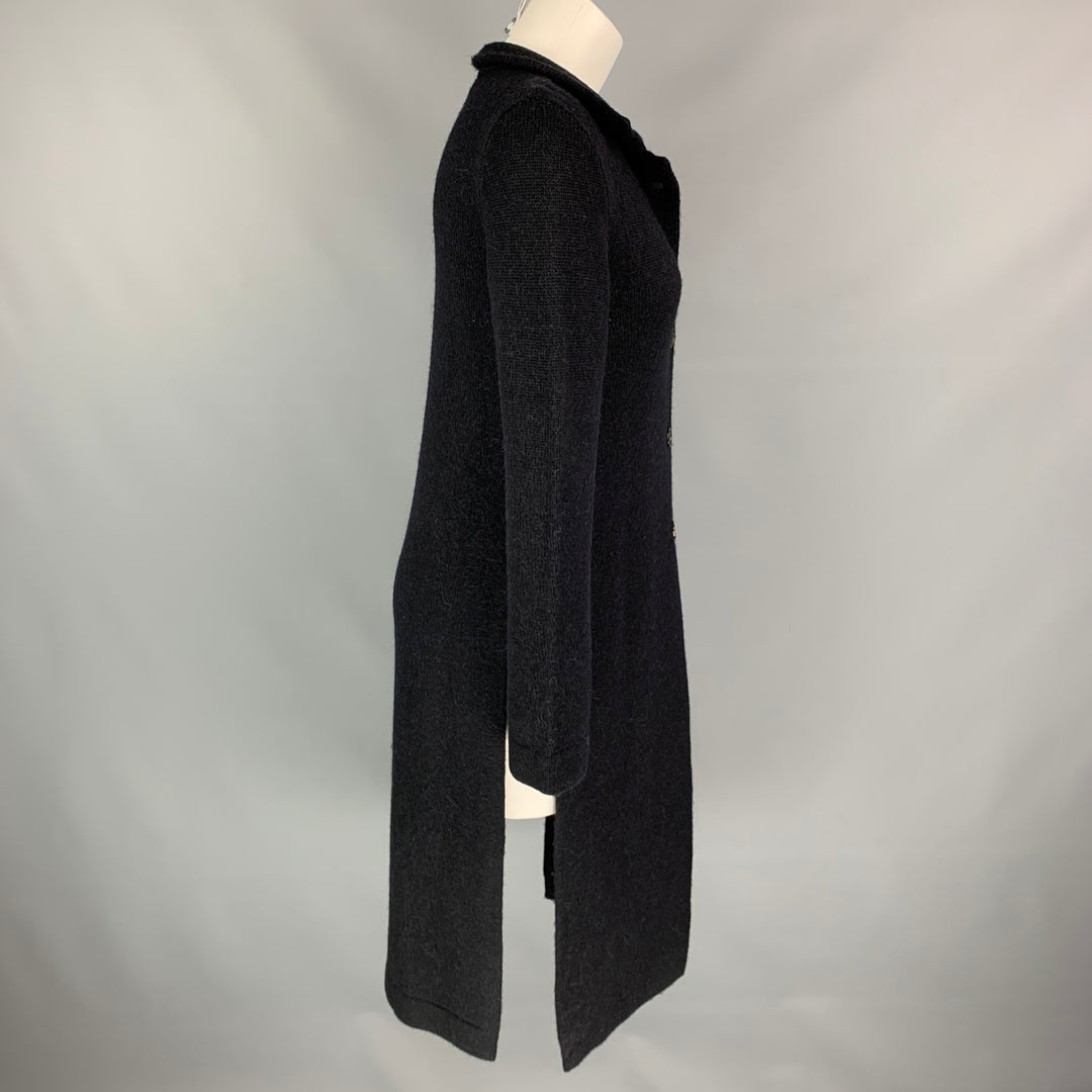 ANN DEMEULEMEESTER Size 2 Black Knitted Wool / Alpaca Cardigan