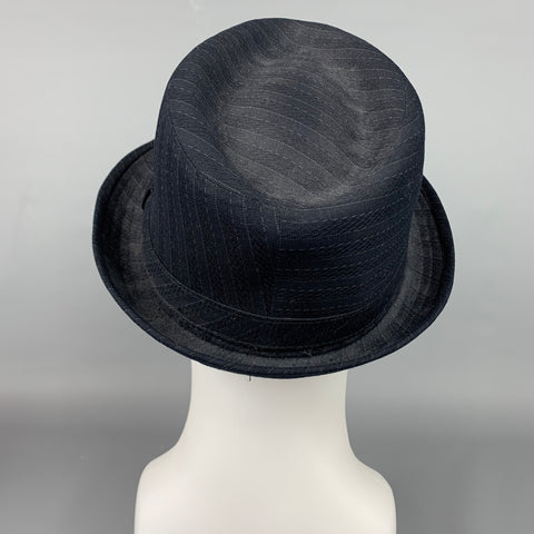 HENSCHEL HAT CO. Size L Black Stripe Polyester Fedora Hat