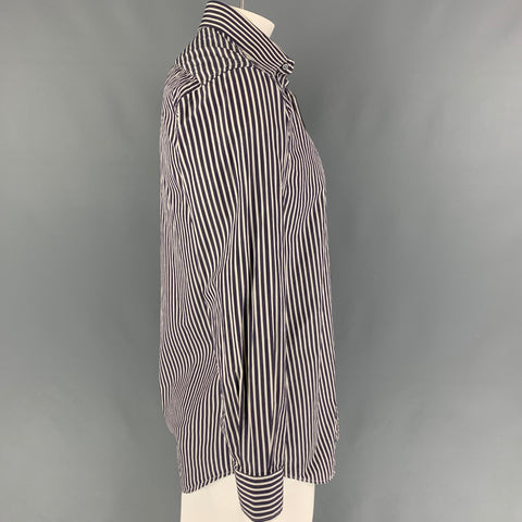PAUL SMITH Size L Navy White Stripe Cotton Button Up Long Sleeve Shirt