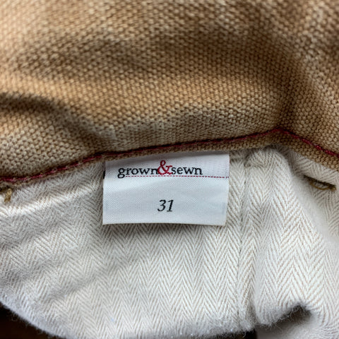 GROWN&SEWN Size 31 Tan Canvas Button Fly Casual Pants
