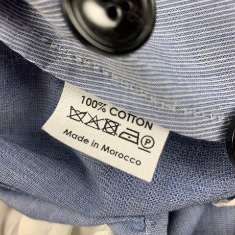 DRIES VAN NOTEN Size 46 Blue Pinstripe Cotton Double Breasted Sport Coat