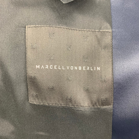 MARCELL VON BERLIN Size 40 Black Silver Blue Metallic Shawl Collar Suit