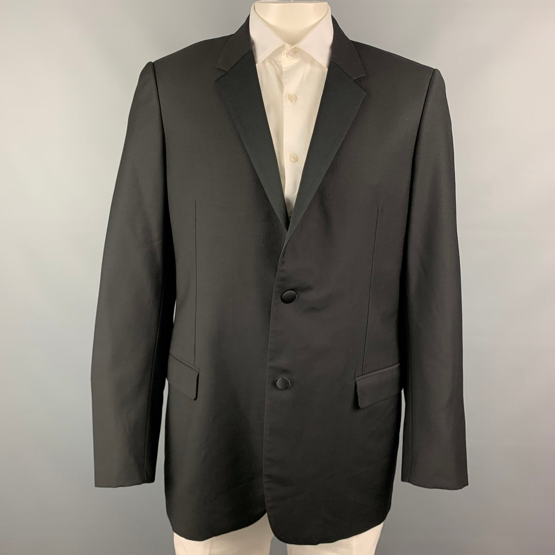 CALVIN KLEIN COLLECTION Size 44 Black Wool Tuxedo Sport Coat