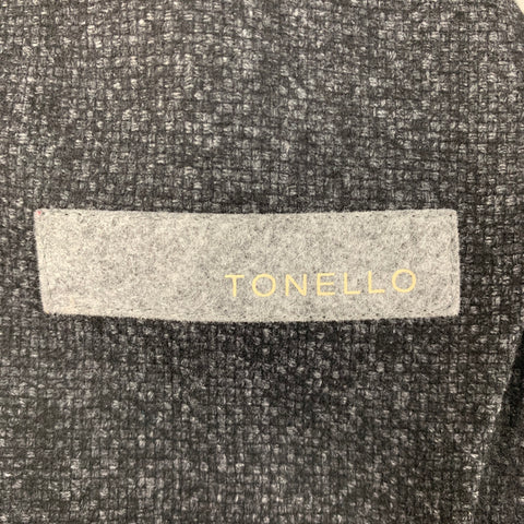 TONELLO Size 40 Black & Grey Woven Notch Lapel Sport Coat