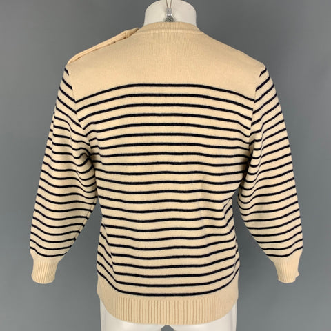 SAINT JAMES Size L Cream Natural Stripe Wool Nautical Sweater