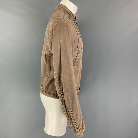 DSQUARED2 Size 40 Taupe Moleskin Zip Up Jacket