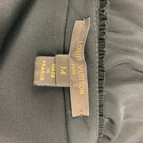 LOUIS VUITTON Talla M Vestido de cóctel hasta la rodilla con pliegues de viscosa negro