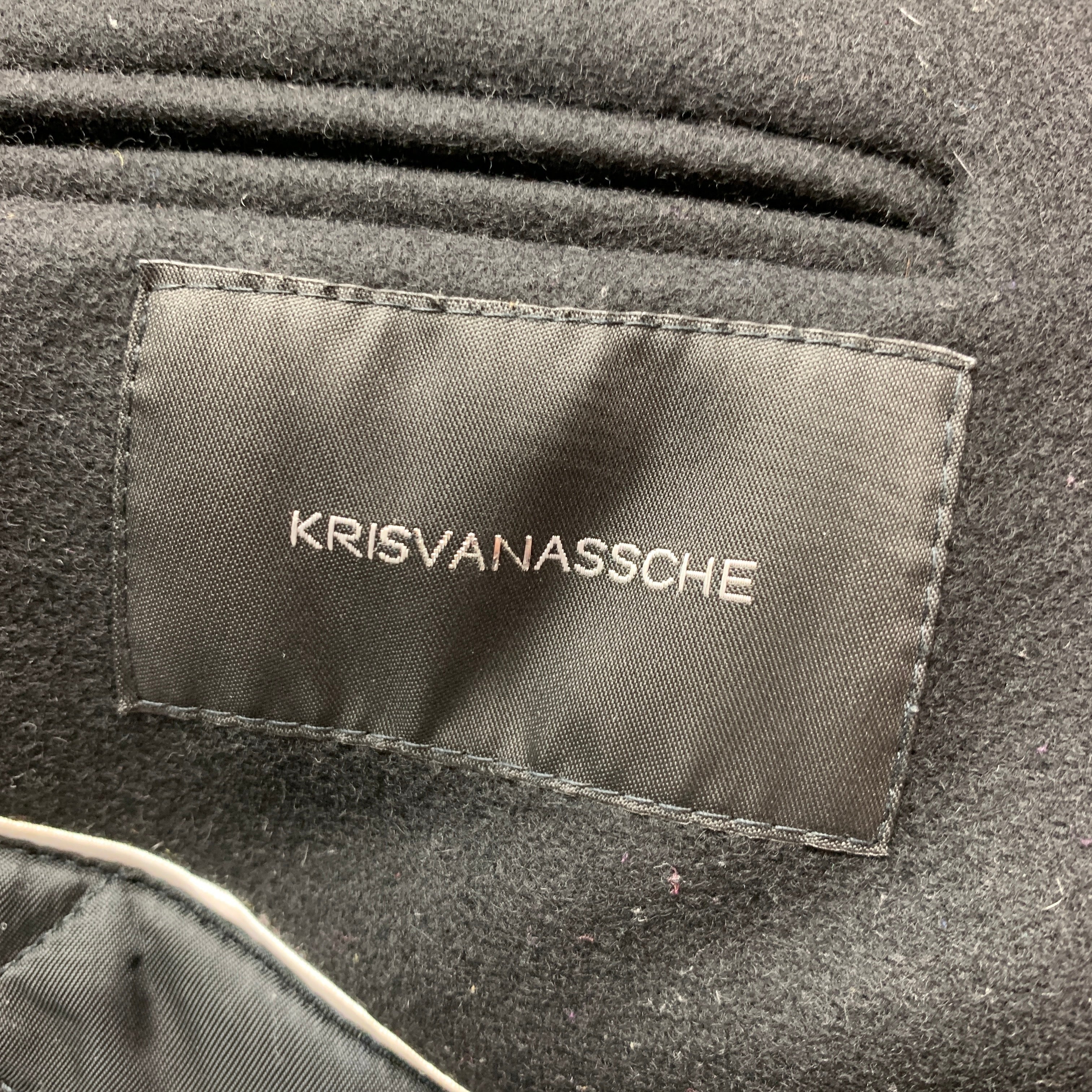 KRIS VAN ASSCHE Size 38 Black Wool Blend Hooded Jacket – Sui