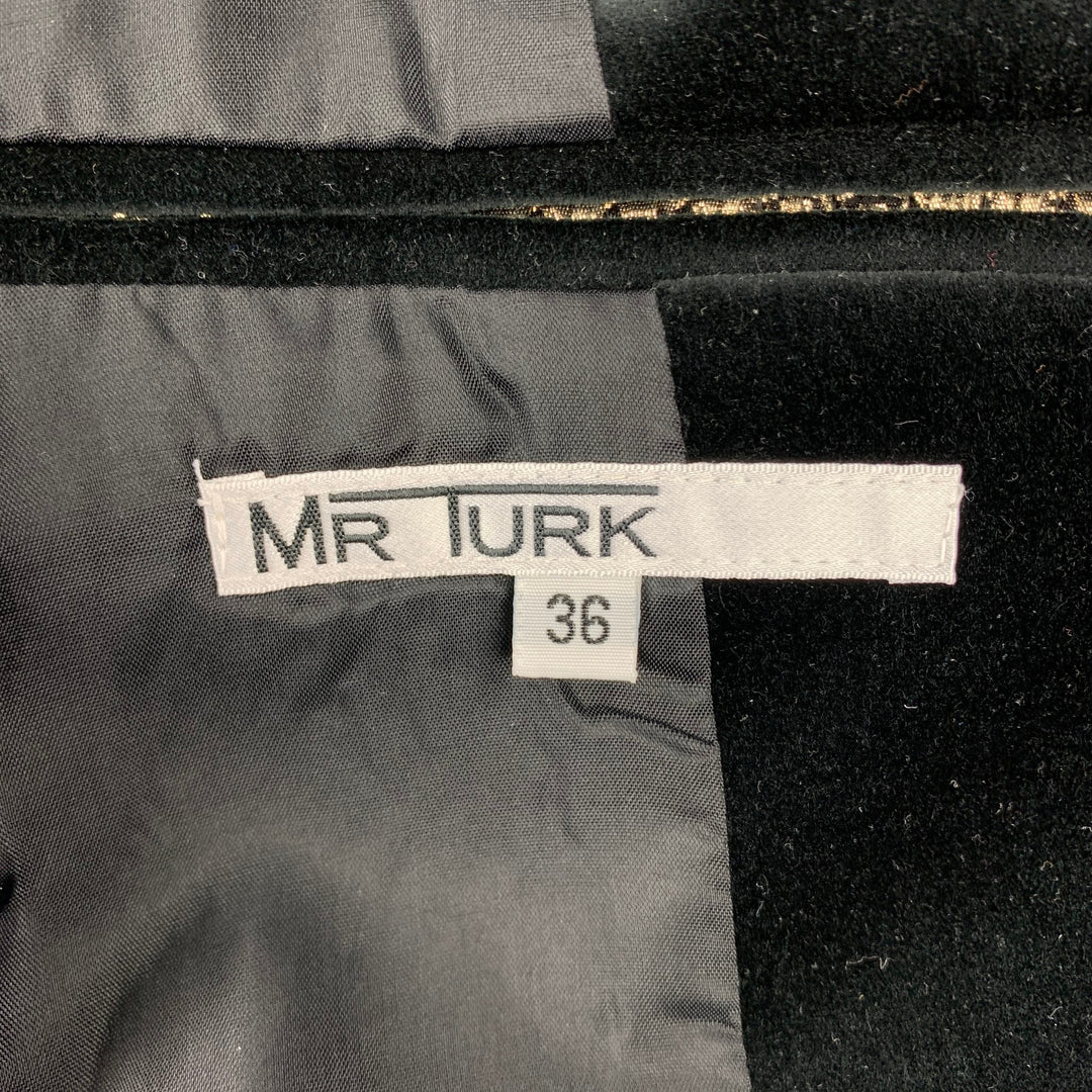 MR TURK Size 36 Gold & Black Brocade Polyester Notch Lapel Sport Coat